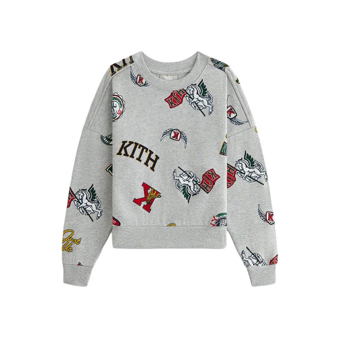 

Kith Толстовка Aw24, коллекция классики осени 2024 года, с принтом Nelson, круглым вырезом, заниженными плечами, свободный крой, детские топы, серый KHK030585-002 XL