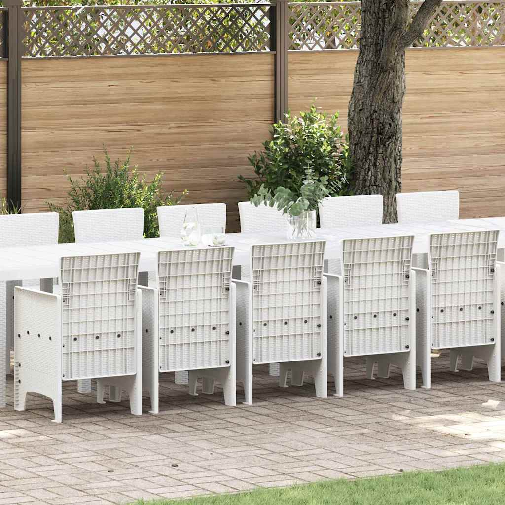 Garden Dining Set with Cushions 17 Pcs White PP