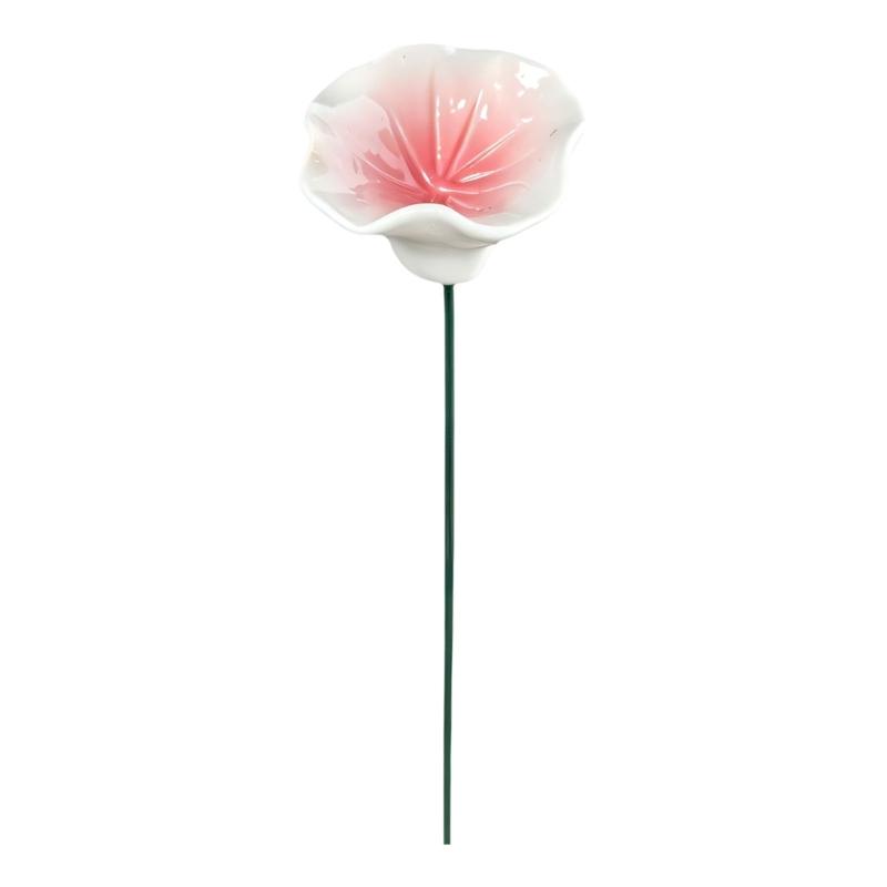 Handmade Garden Water Cup Stake, Ceramic Flower Piece for Yard Pots, Outdoor Soil Use and Small Space Display Layout
