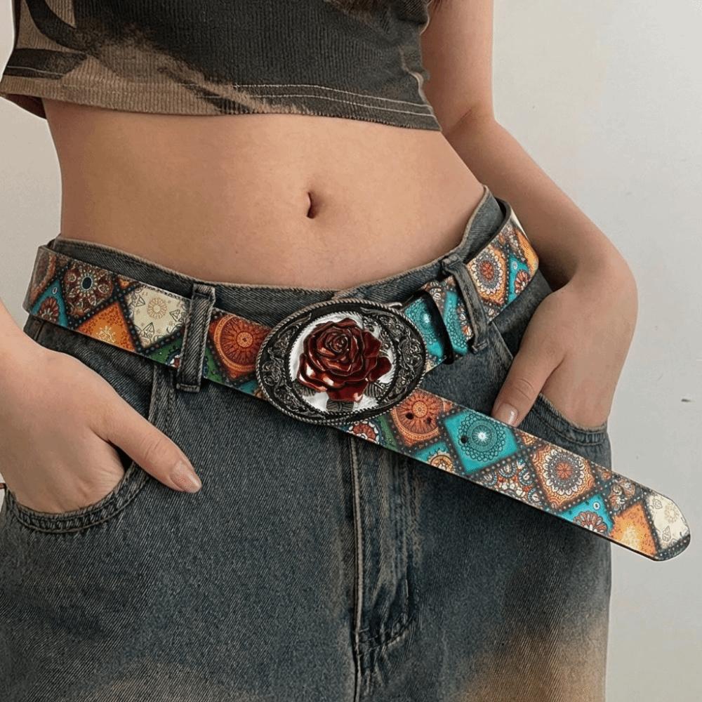 Rivet Design Women's Gothic Belt Rose Belt Buckle Punk Belt Waist Belt  Clothing Accessories