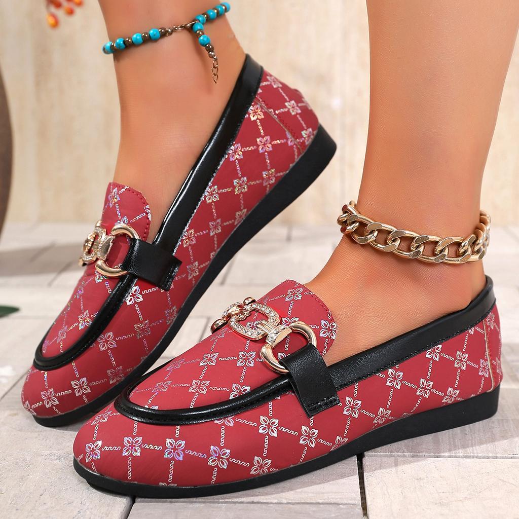 Women Loafers Comfortable Low Heel Summer Shoes Print Casual Slip-On Sneakers Colorful Large Size Flat Bottom Single Shoes Women