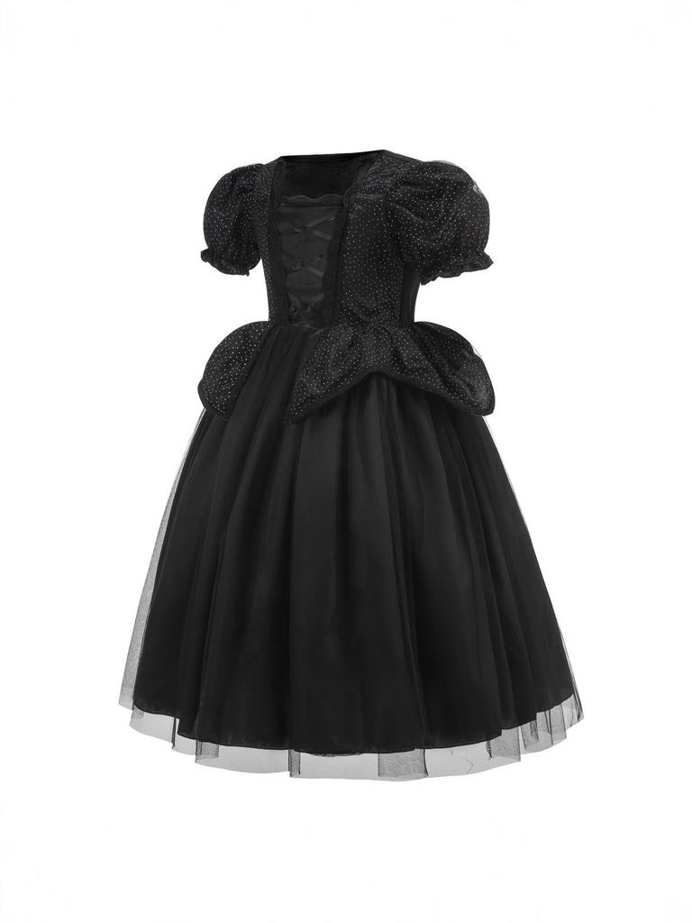 Maleficent Hexe Halloween Cosplay Kleid für Mädchen - Dunkler Stil Schwarzes Prinzessinnen Outfit