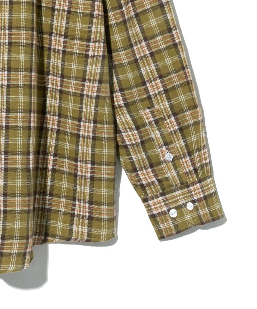 STANDARDERROR 87-Stan089 Classic Vintage Oversized Pocket Long Sleeve Check Shirt Olive