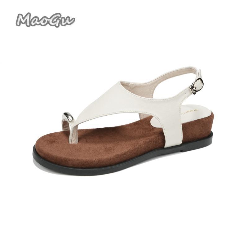 Fashion Summer Beach Split Toe Women Sandals Round Toe Flat Thick Bottom Female Flip Flops Comfortable Women's Gladiator Sandals Size 42