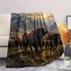 1PC Moonlit Highland Yaks Print FlAannel Blanket, High quality Comfortable for All Seasons, Home Decor, Warmth and Comfort