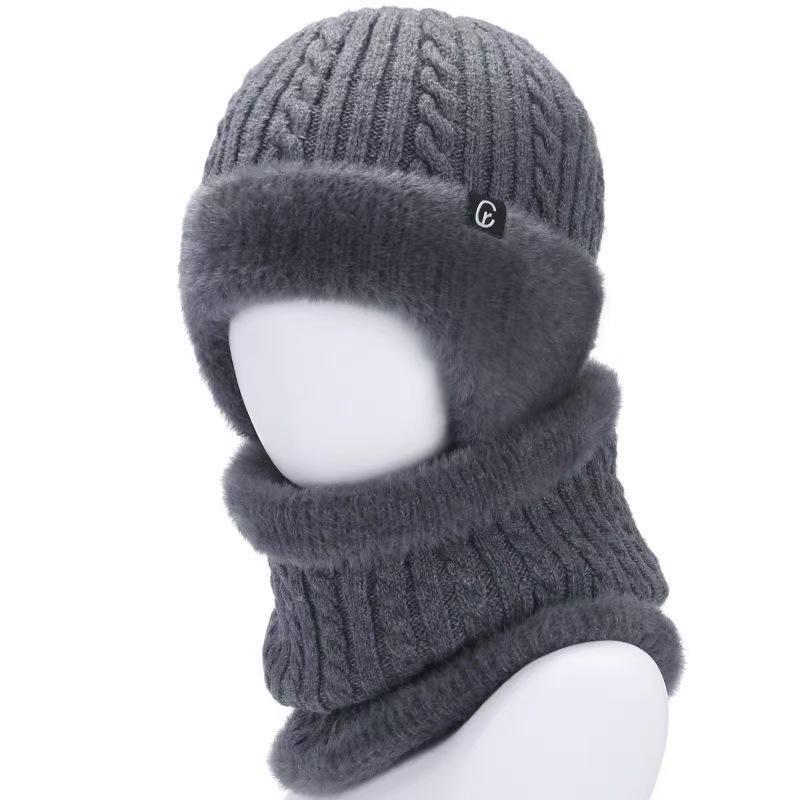 G standard peluche cerf hiver pour personnes âgées écharpe de protection d'oreille ensemble deux pièces bonnet tricoté chaud en peluche épaissi résistant au froid