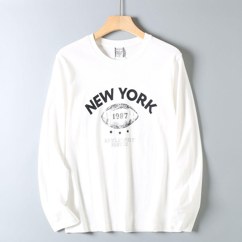 Original Export Surplus Cotton Brushed Digital Print Autumn/Winter Soft Round Neck Casual Long-Sleeve T-Shirt Base Shirt for Men