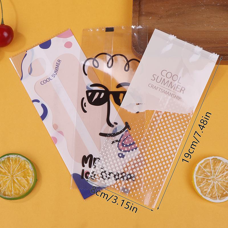 100Pcs/Pack Transparent Cartoon Ice Cream Machine-Sealed Bag Homemade Popsicle Plastic Bag Handmade Ice Cream Packing Bags