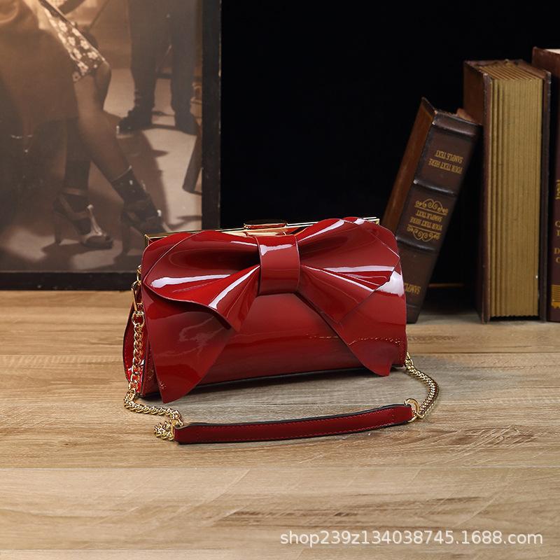Underarm Bag High-End Patent Leather Bag High-Grade Fashion Women's Bowknot Bag Versatile Small Bag Wholesale