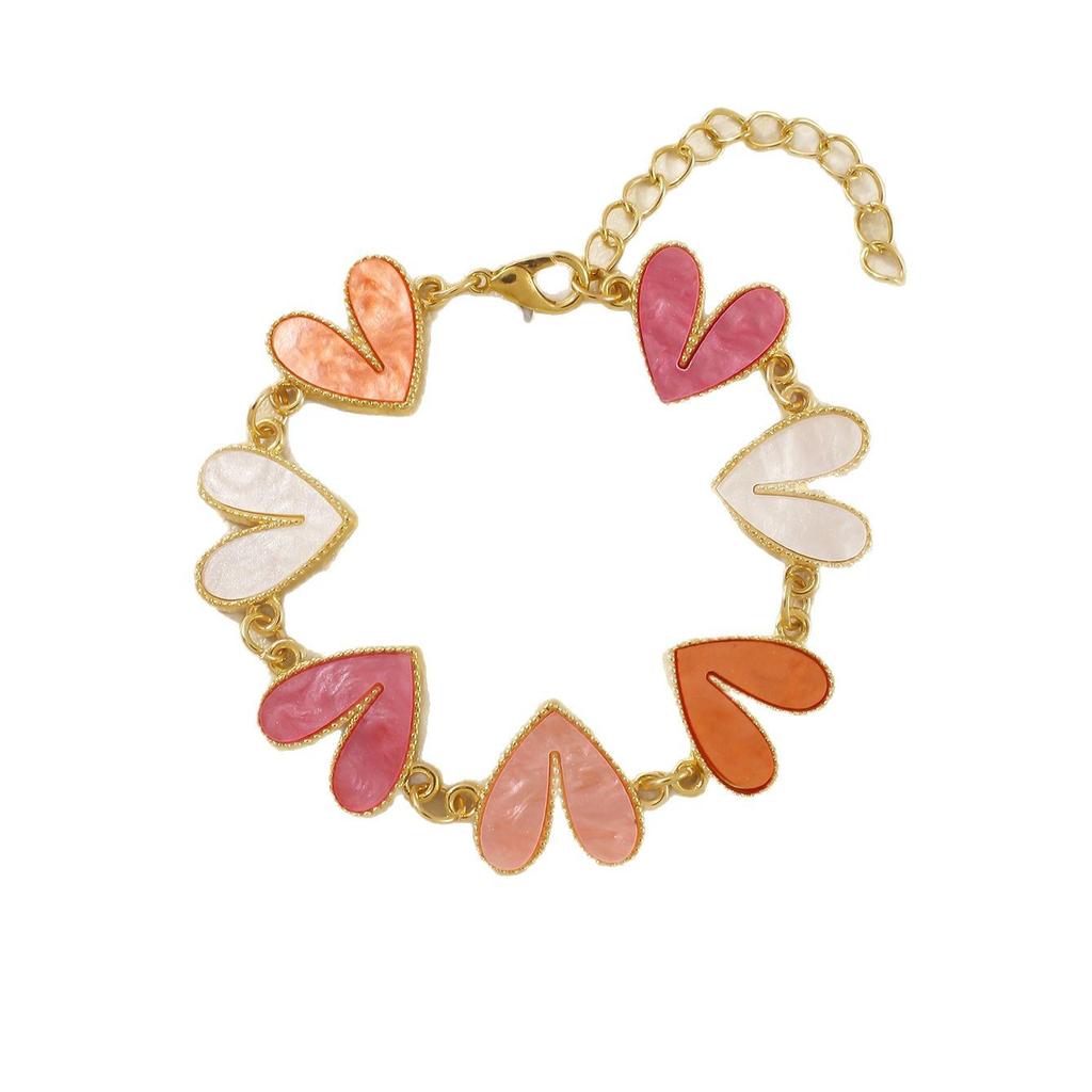 Europe and the United States Popular Multi-color Love Modeling Bracelet Sweet Personality Style Jewelry Valentine's Day Hot-selling