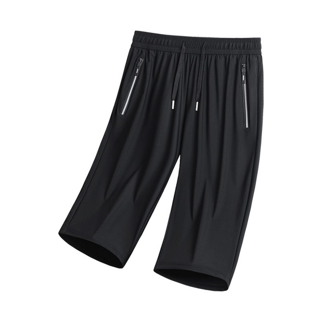 Men's Loose Fit Lightweight Stretch Quick Dry Breathable Athletic Seven Quarter Length Shorts with Zipper Pockets for Casual Sports Outdoor Activities