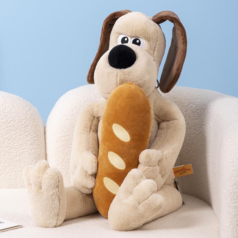 Adorable Standing Dog Plush Toy With Bow Tie And Rope Soft Pp Cotton Stuffed Animal