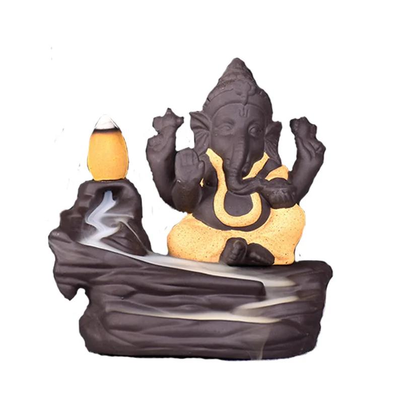 

Пагода из фиолетовой глины, благовонница, сокровище Таиланда, слон, благовонница с обратным потоком дыма, домашний ароматерапевтический орнамент, ремесла жёлтый