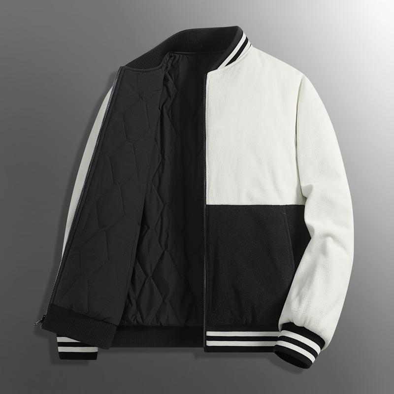 High-end men's autumn and winter cotton-padded clothes, new baseball collar jacket, casual jacket, and large-size cotton clothes.