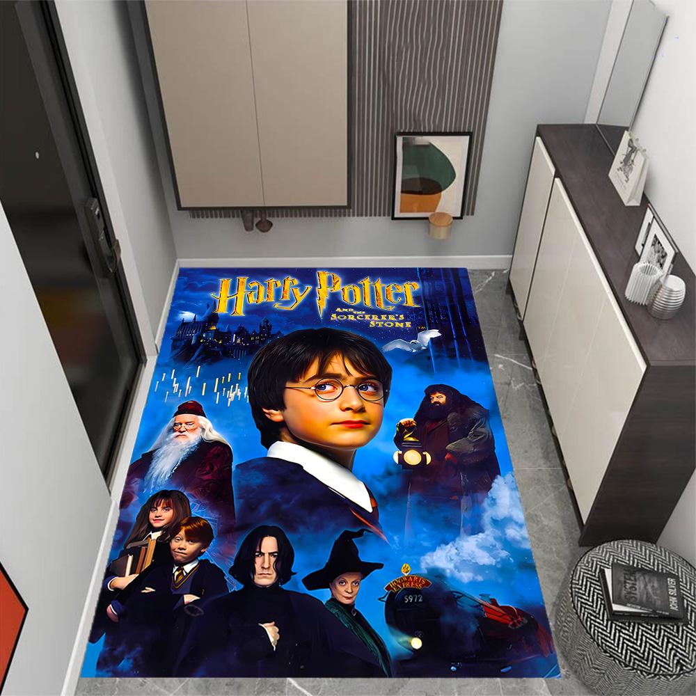 Harry Potter Hogwarts Themed Anti-Slip Rugs - Polyester Home Decor, Suitable for Bedrooms, Living Rooms, Doorways, Studios, and Decorations