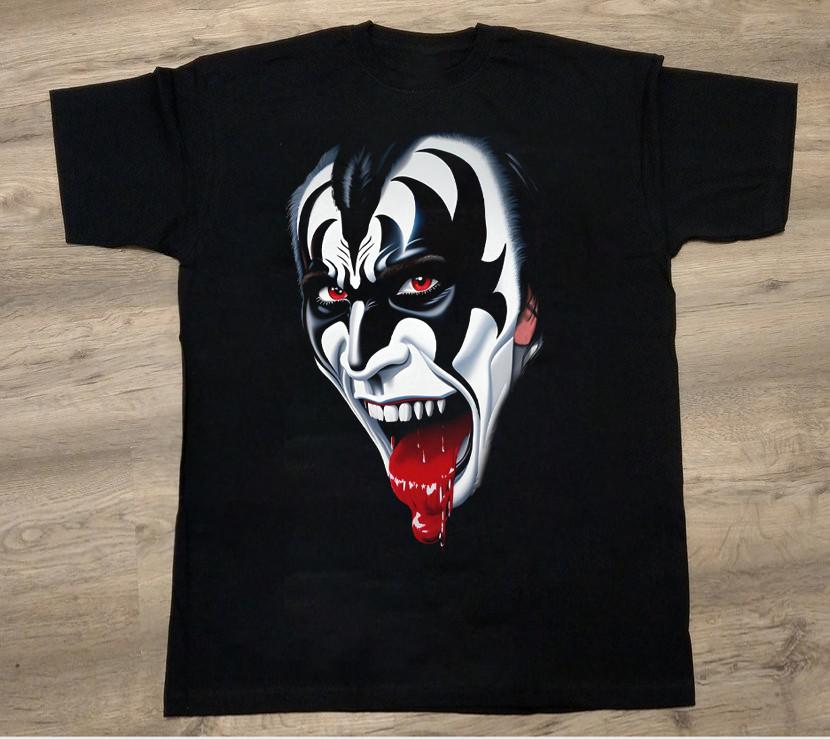 Chemise en Coton Noir Gene Simmons Tailles Complètes S-5XL Chemise Unisexe Halloween HT239