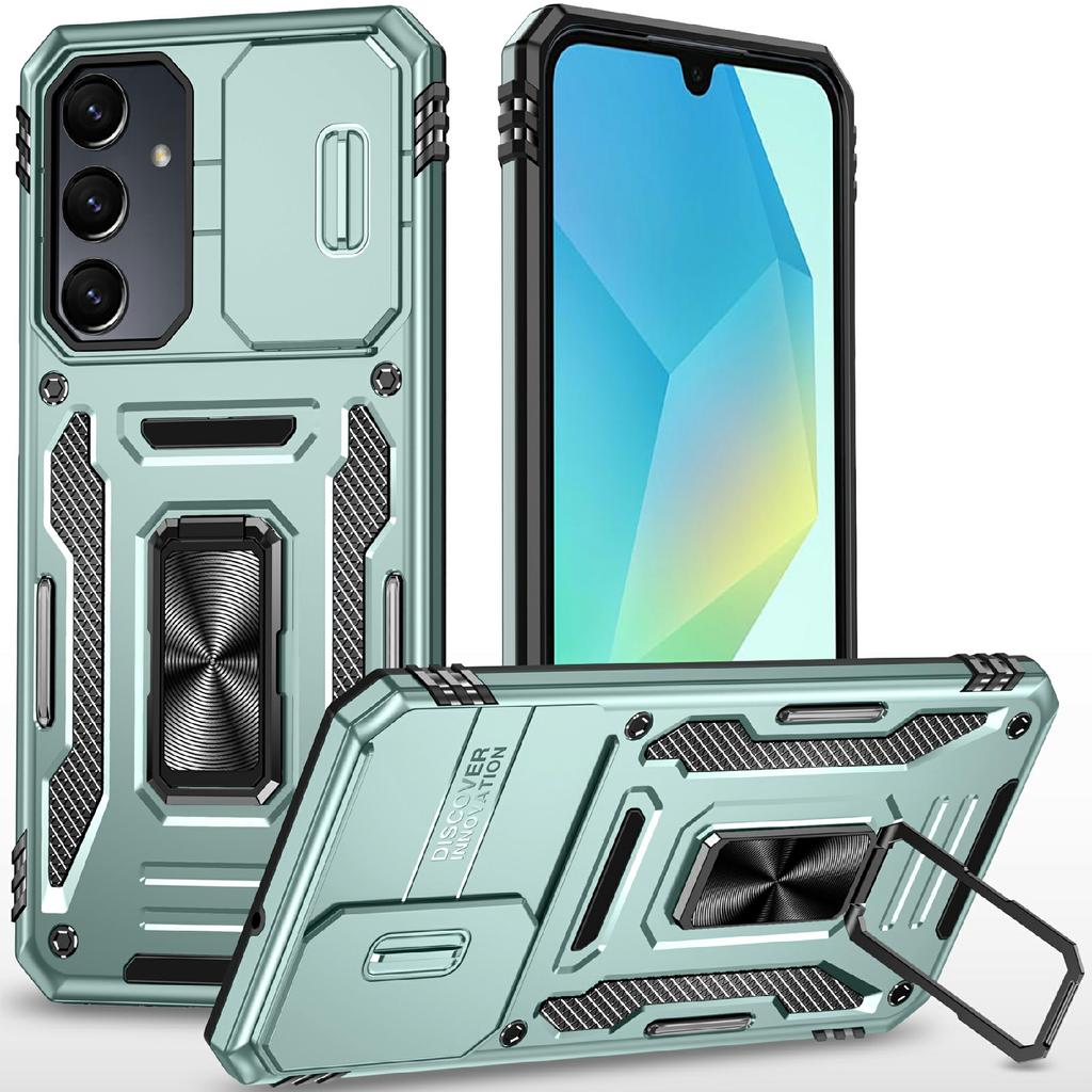 For Samsung Galaxy A16 4G/5G Case Kickstand Slide Lens Lid PC+TPU Drop-Proof Phone Cover