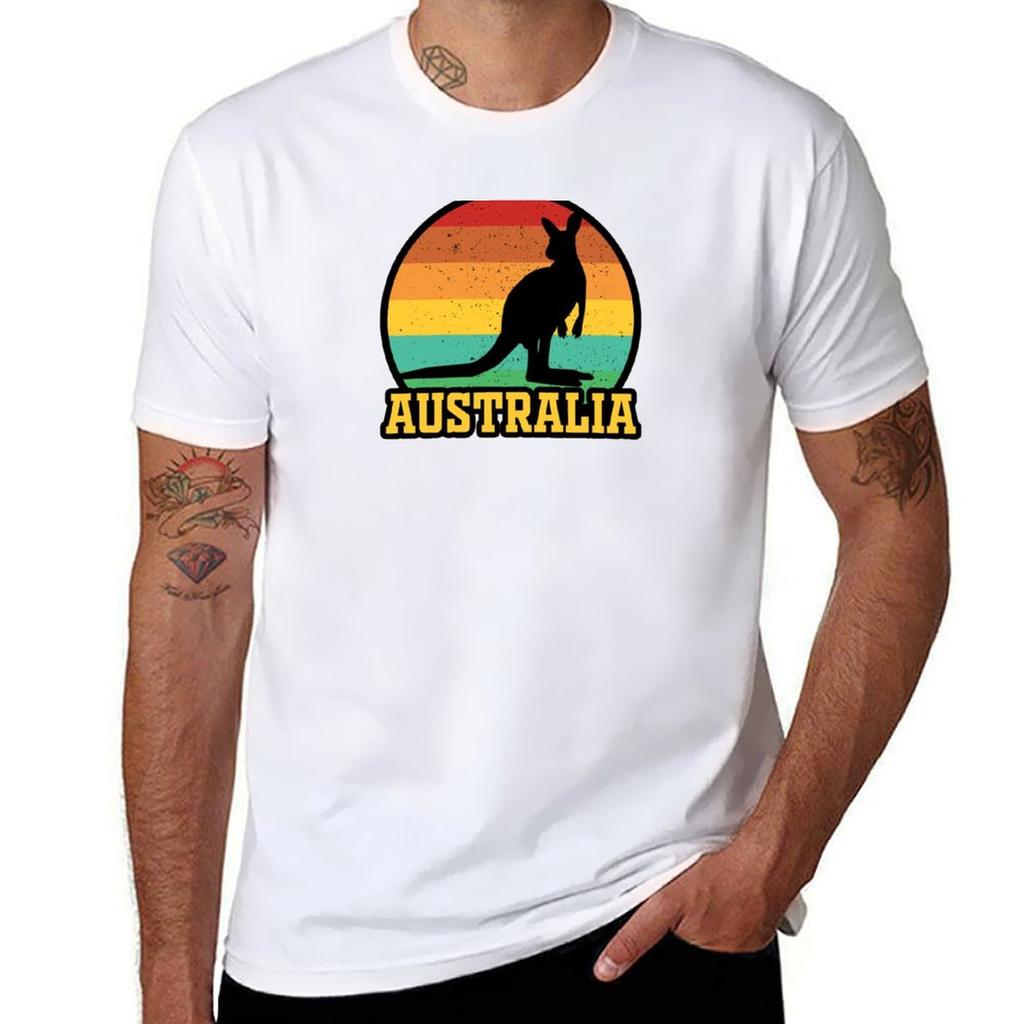 Retro Sunset Australian Kangaroo Tshirt Comfortable Daily Wear Tee