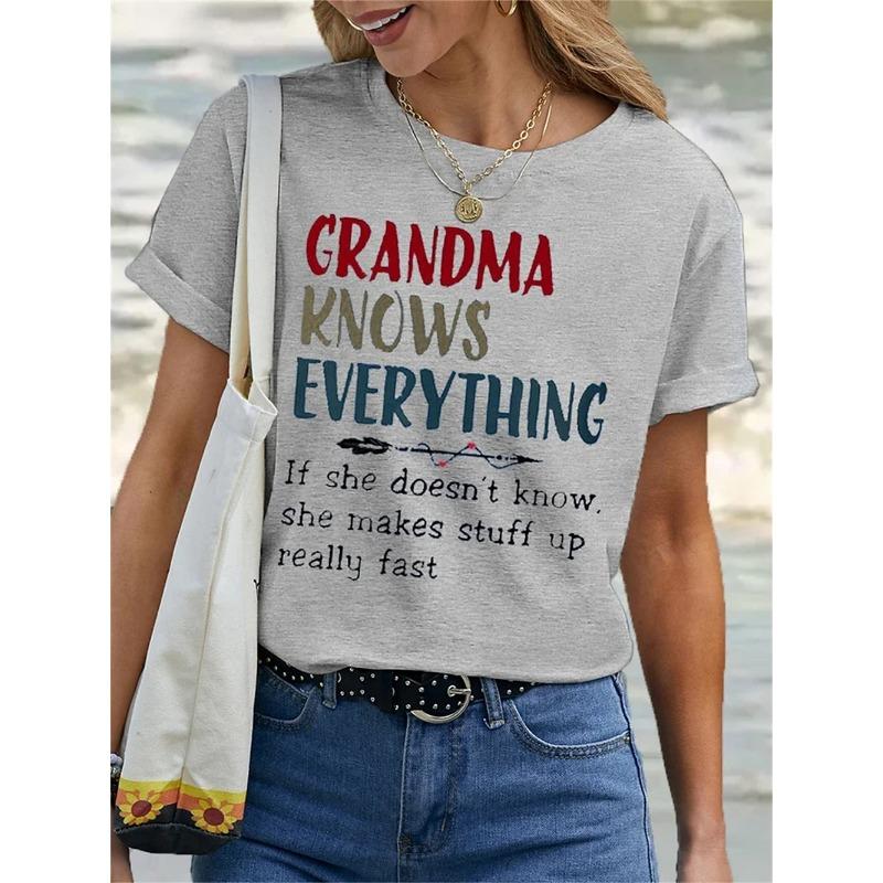 Women's T Shirt Basic Letter Print Short Sleeve Regular Tops Round Neck Daily Weekend Black White Blue Purple Gray