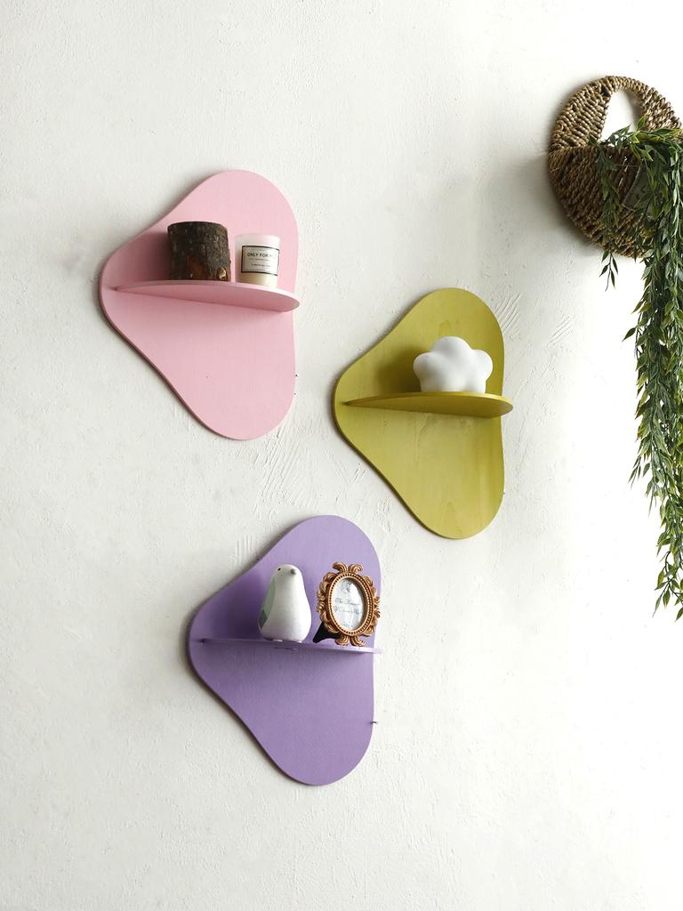 Colorful Floating Wall Shelf Display Wooden Plant Flower Pot Tray Storage Rack Art Home Decoration for Girl Room Wall Decor Gift