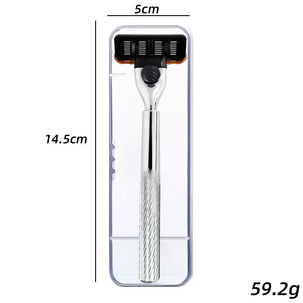 Universal Metal Handle Razor with Replaceable Three-Layer Head and 6-Layer Curved Blades