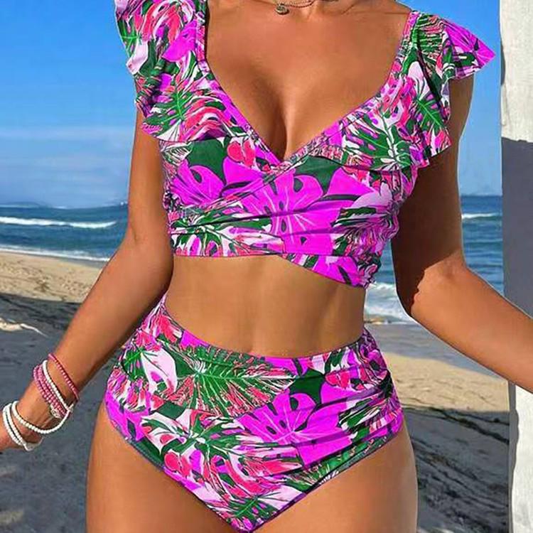 2025 European & American Women's Sexy Ruffle Backless Bikini Swimsuit