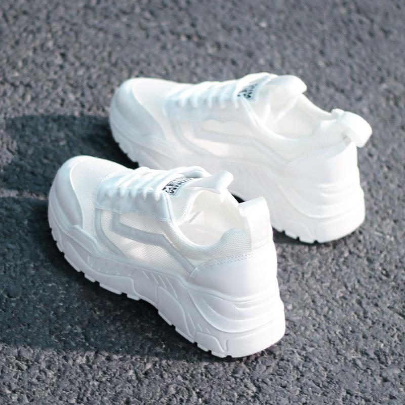 Fashion Women Casual Shoes White Platform Sneakers Thick Sole Women Shoes Summer Mesh Sneakers Breathable Lightweight Walking Shoes