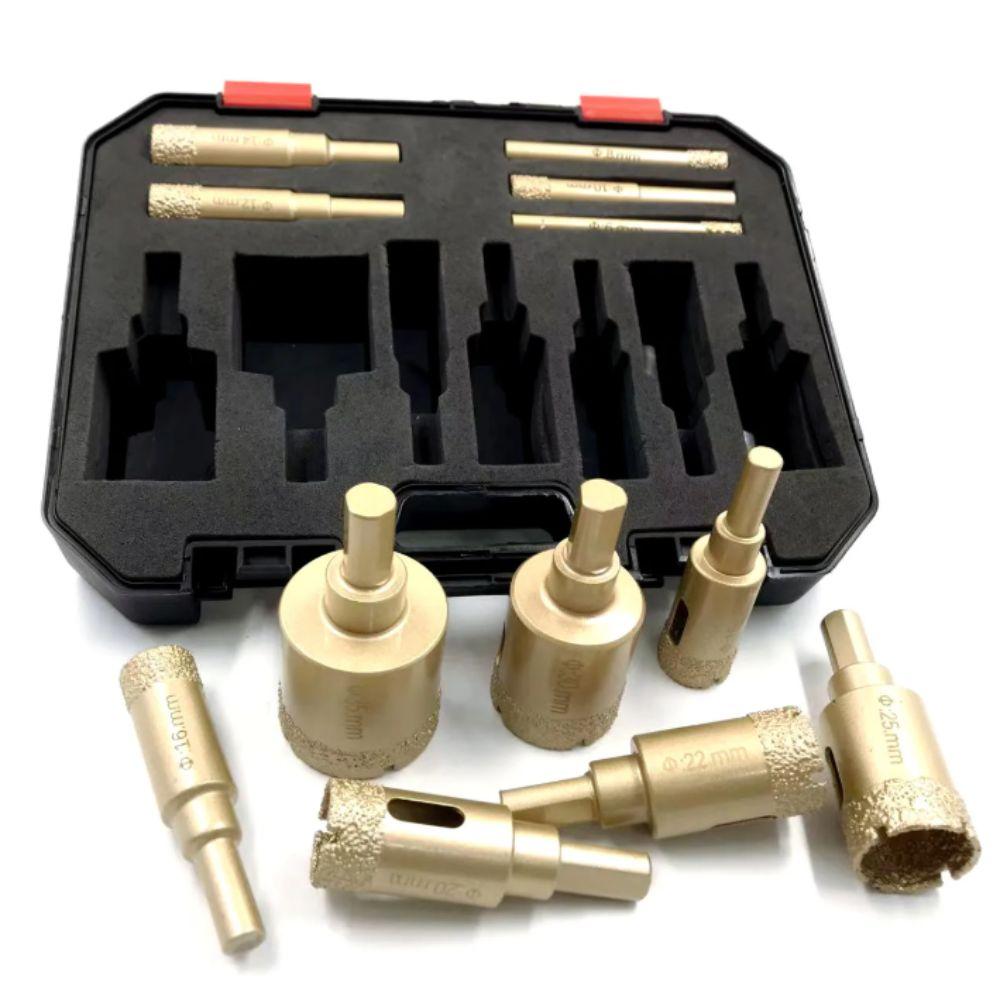 Vacuum Brazed Adamas Drill Bits 6-35mm Size Gold Color Core Drill Bit 12pcs Set Brazing Drill Bit Granite Processing