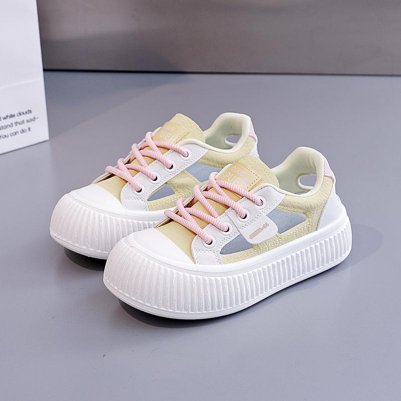 Platform sandals women's 2025 new summer baotou stepping on shit feeling hollow white shoes pregnant women sports shoes board shoes M63