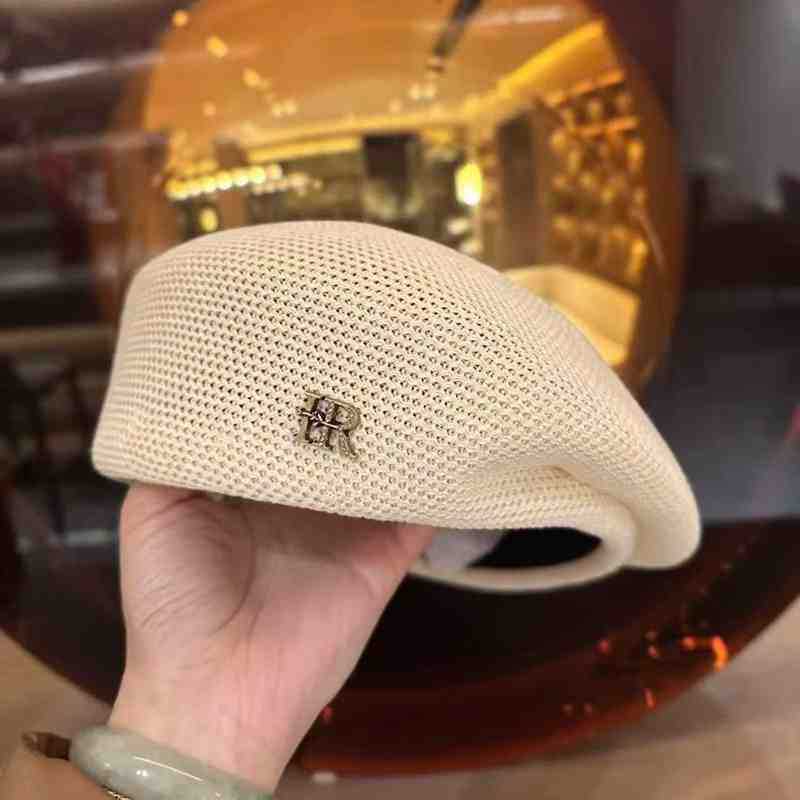 

Hat Women s Spring and Autumn Breathable Knitted Beret Summer Sunscreen Sun Hat Temperament Three-dimensional Average size