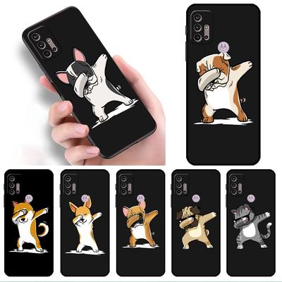 Dog Cute Animal Soft Case For Motorola G60 G30 Edge 20 30 G22 G9 Play G52 G8 G9 Power G50 One Fusion Black Phone Coque
