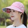 UV Protection Women Sun Hat Flower Beach Visor Cap Portable Summer Ponytail Cap  Ladies