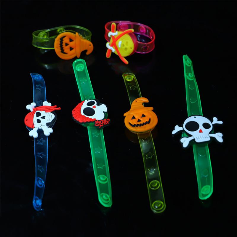 12-120PCS Halloween LED Glow Pumpkin Ring Light Up Wristband Necklace Watch Set Christmas Party Favor Accessories for Rave Night