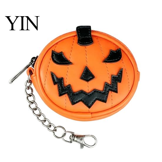 Dekorativer Taschenanhänger für Halloween Mini-Münzbörse Schlüsselanhänger, Kürbis Geldbörsen-Anhänger, Falsches niedliches geformtes Etui Leder Kleingeld Kartenhalter, Geschenke Damen