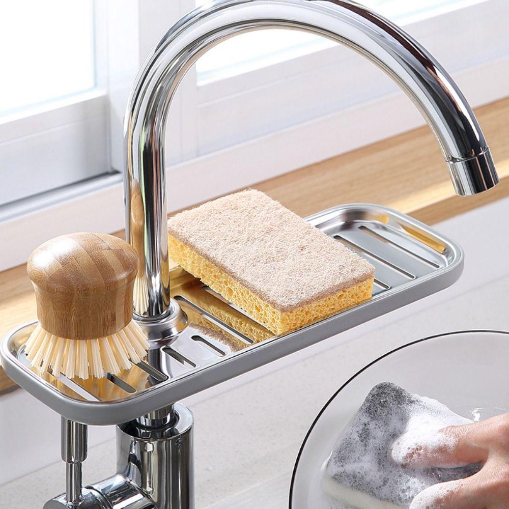 Adjustable Faucet Rack Anti-Rust Draining Rack Soap Box Sink Rack  Dish Cloth Storage