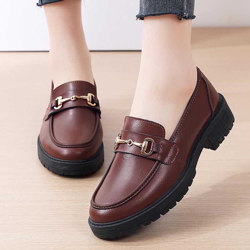 Sneaker mit dicker Sohle Damenschuhe Slipper Leder Flach Frühling Lässig Bequem Mutterschuh