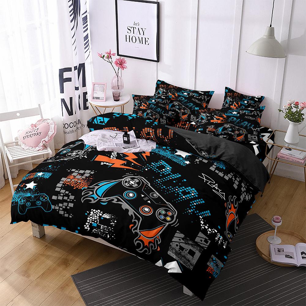 Gamer Duvet Cover for Boys Gaming Comforter Cover Games Gamepad Polyester Bedding Set Kids Game Room Decor Video Game Controller