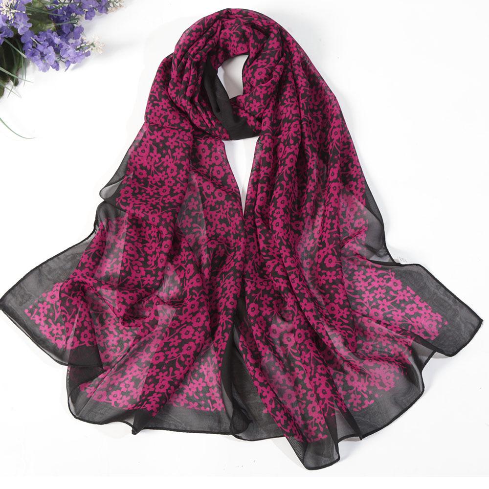Fashion Chiffon Scarf Floral Long Soft Silky Georgette Shawl Beach Kerchief Scarves Female Foulard  Head Raps Scarf For Women