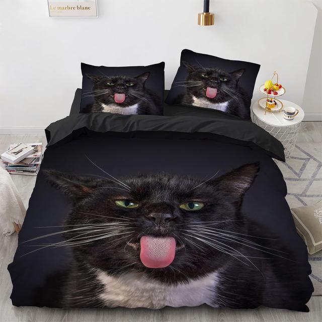 Comforter 3D Cat Bedding Set Luxury Animal With Queen King Single Double Size For Girls Boy