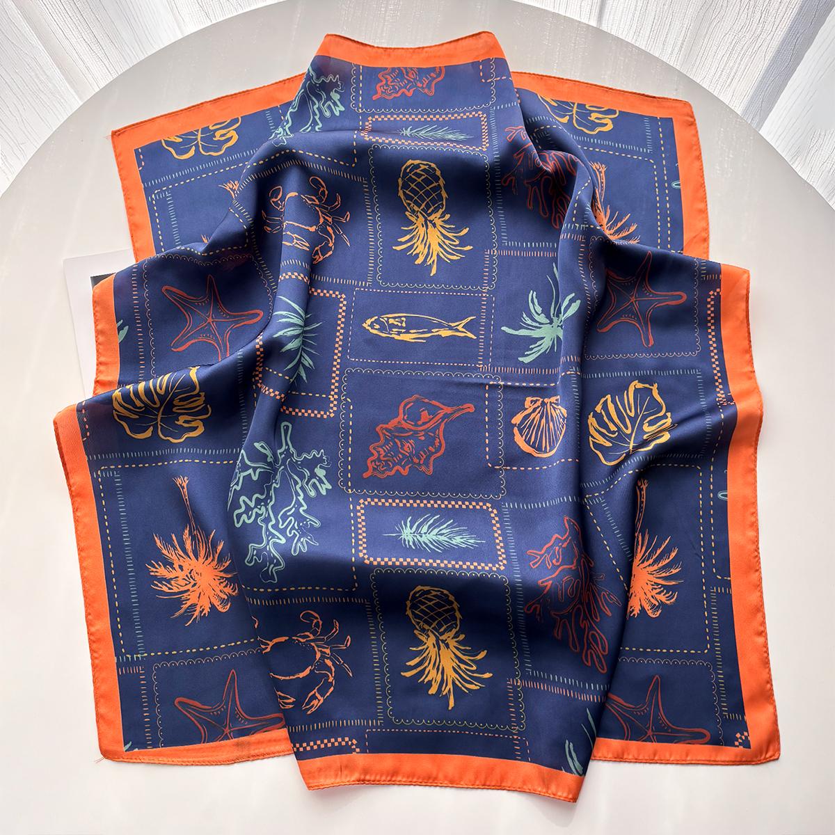 

Fashion Square Scarf For Women Elegant Ladies Hijab Neckerchief Shawl Luxury Soft Stain Imitation Silk Scarves For Daily Wear