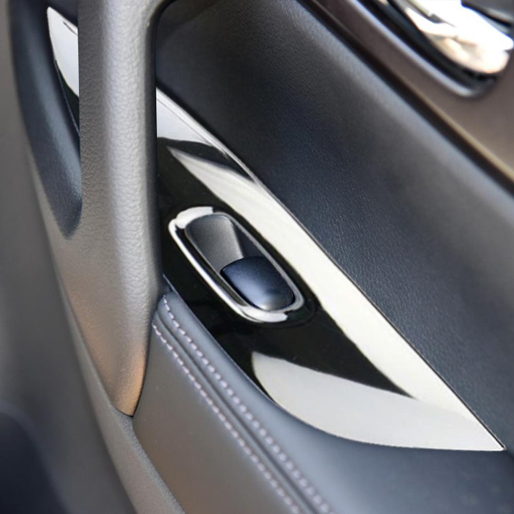 ABS Chrome Door Window Switch Panel Cover Trim Frame for Nissan X-trail Xtrail T32 Rogue 2014 - 2020 LHD Armrest Hoods 4Pcs/Set