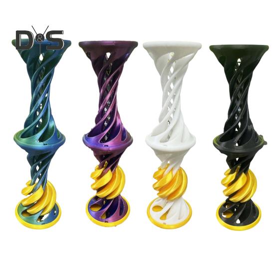 3D Printed Spiral Toy with Launching Ball Impossible Pyramid Passthrough Sculpture Vortex Thread Illusion Stress Relief Kids Adults Mini Spiral