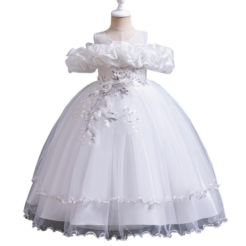 Cross-Border Girls' One-Shoulder Formal Dress - Princess Wedding Flower Girl Gown for Birthdays & Performances