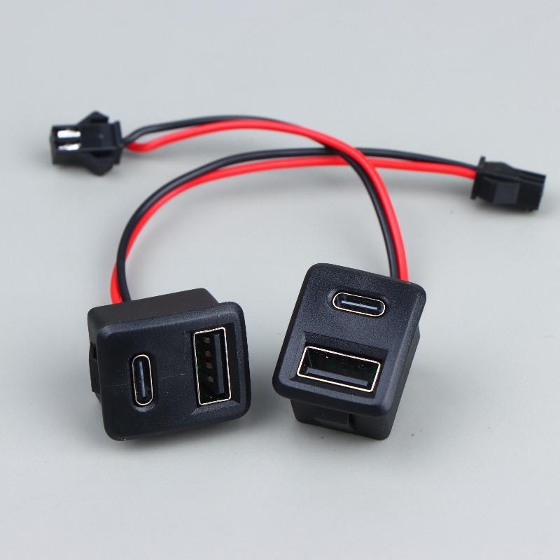 Double Layer Type-C Socket USB Female Base with Cable Connector 1/2/5Pcs for Reliable Device Connection and Charging