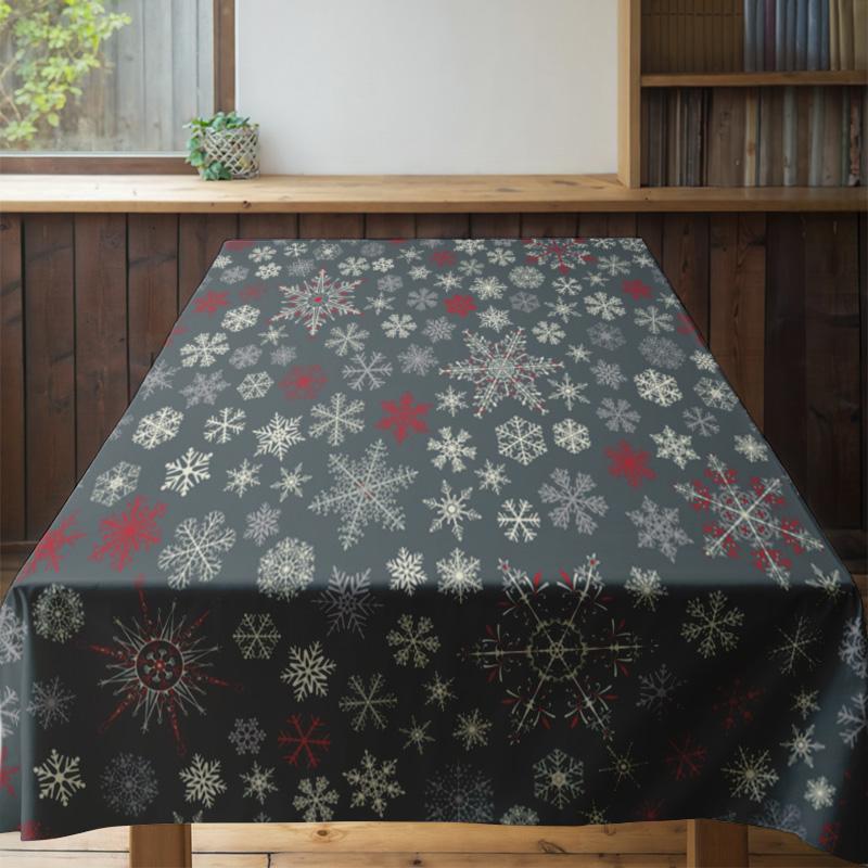 Snowflake Christmas Tablecloth Xmas Dining Decorations for Home Decoration 58x102cm/76x134cm Polyester Fabric Black/Winter Festi