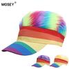 Gorra de Hip Hop Personalizada: Peluca Rayada Arcoíris Divertida Gorra de Pico de Pato