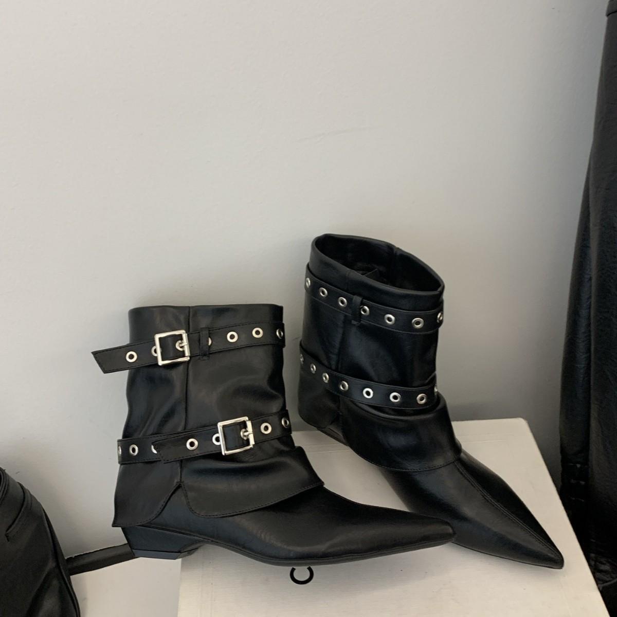 2025 new retro and thin versatile low-heeled pointed western boots women s suede autumn and winter short boots fashion 35