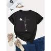 Cross & Faith Print T-Shirt, Casual Short Sleeve Top For Spring & Summer, Women's Clothing