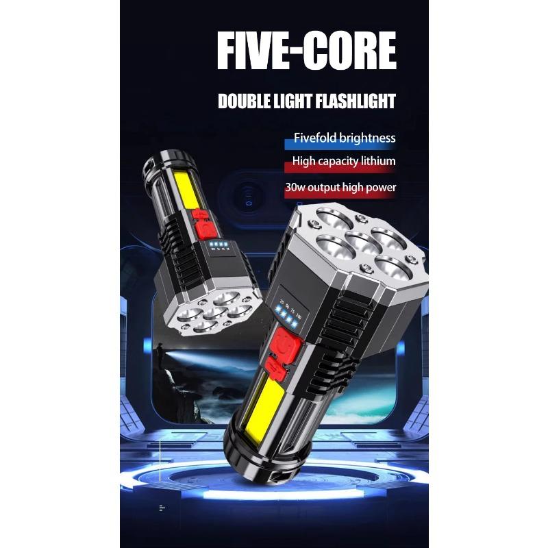 4/5/6LED High Power Led Flashlights Rechargeable Camping Spotlight With Side Light 3 Lighting Modes For Camping Adventure