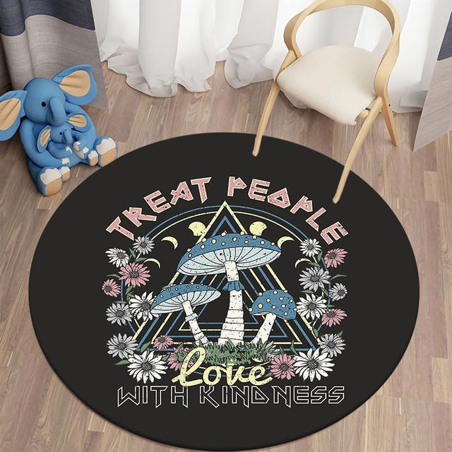 Tappeto Rotondo Stampato Floreale Stampato Kawaii Per Tappeti Soggiorno Tappetini da Picnic da Campeggio Tappeto Antiscivolo Tappetino da Yoga Tappeti Per Camera da Letto
